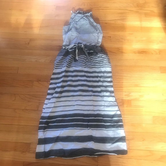 Tommy Bahama Linen Stripe Maxi Dress Tie Waist - Picture 8 of 9